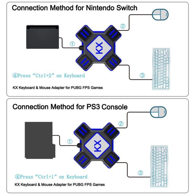 KX USB Game Controller Converter Keyboard Mouse Adapter for Switch/Xbox/PS4/PS3. 
