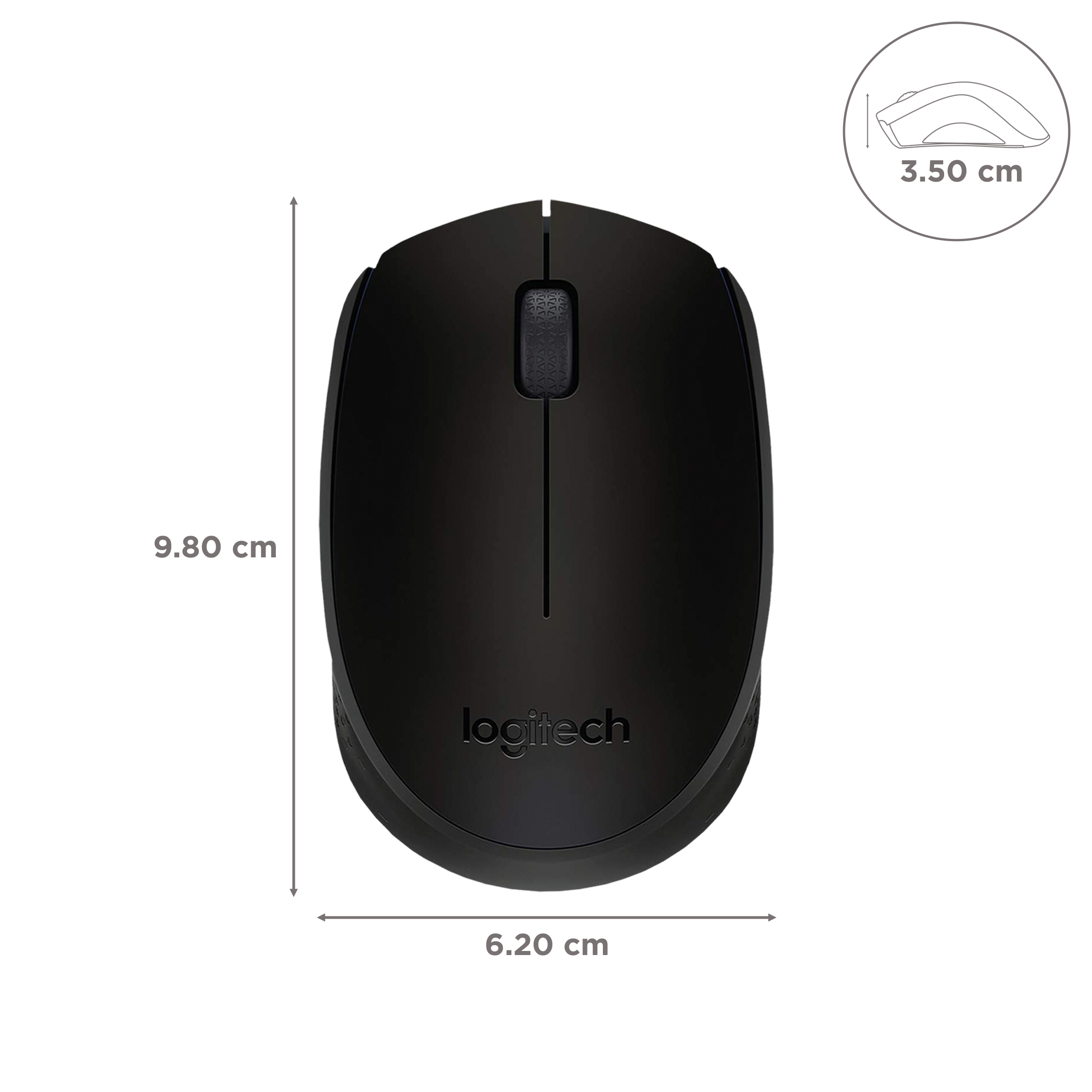 Logitech B170 Wireless Mouse, 2.4 GHz with USB Nano Receiver, Optical Tracking, 12-Months Battery Life, Ambidextrous, PC / Mac / Laptop - Black