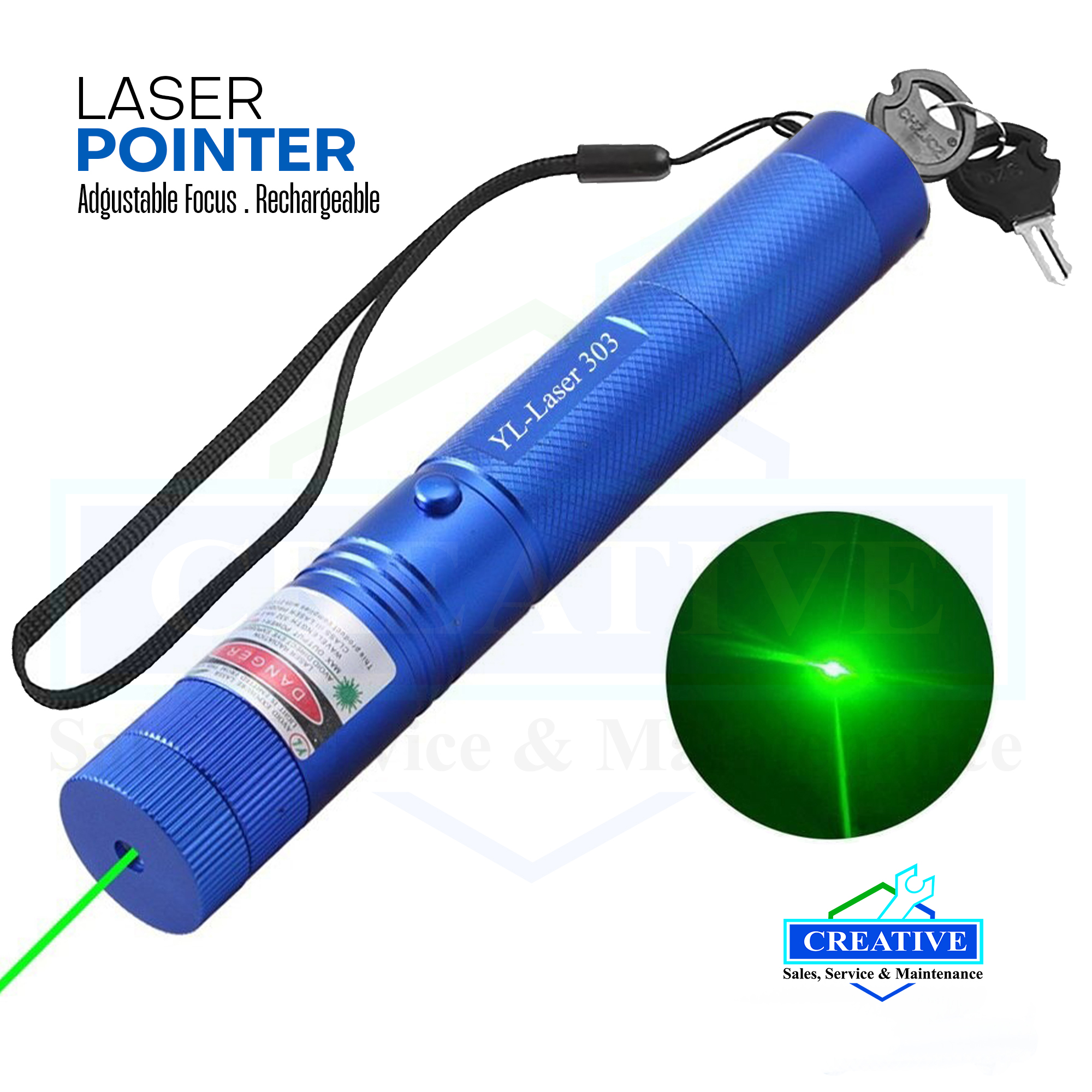 Green Laser light Rechargeable Laser Pointer Adjustable Focus Laser Light. 