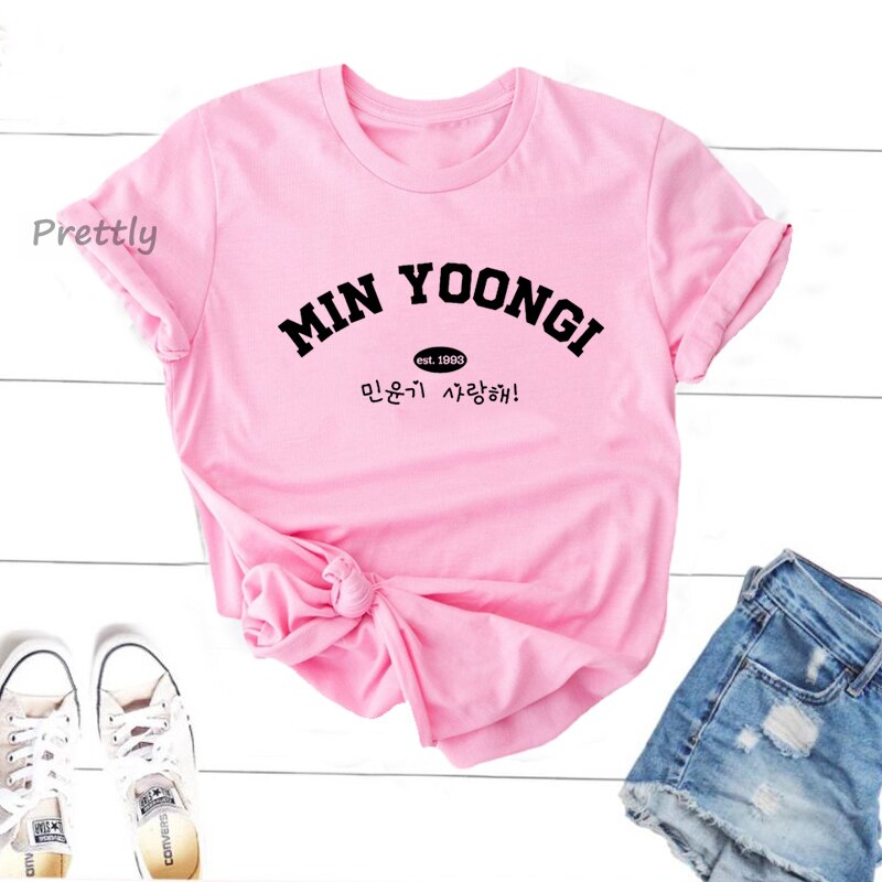 Suga Agust D Tshirt Korean Style Clothes Min Yoongi Tshirt K-Pop Fan Bangtan Tee Shirt Streetwear 90s Trend Short Sleeve Tshirt. 