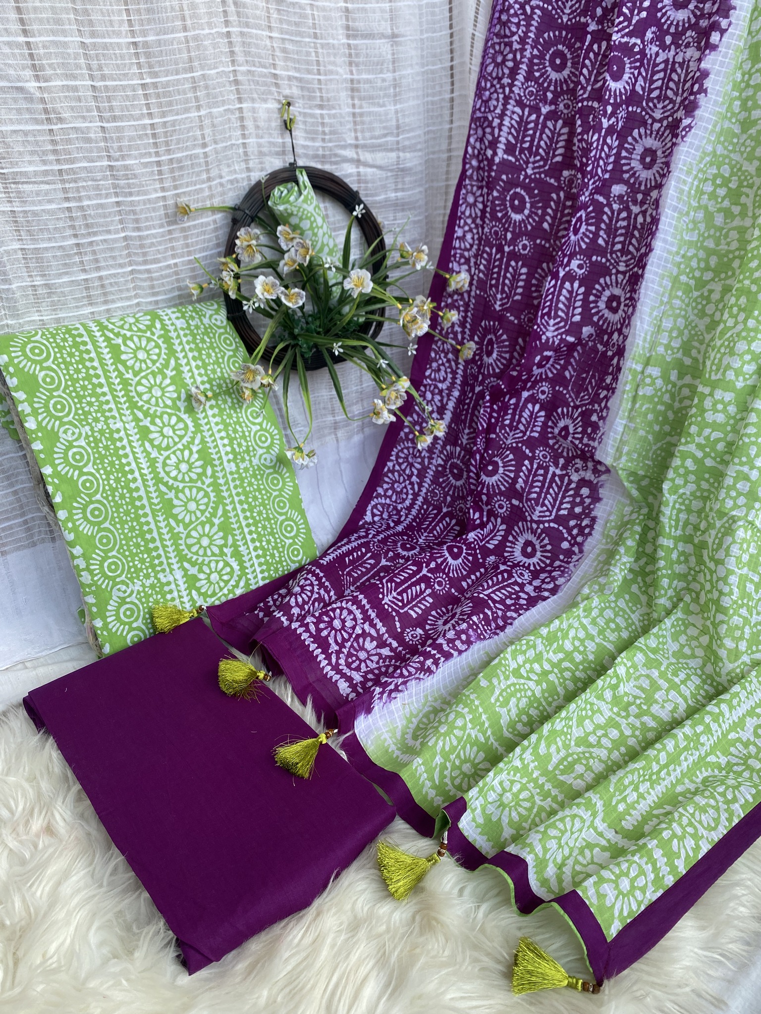 Bexi-Voile High quality Vegetable Batik Print Three Piece.