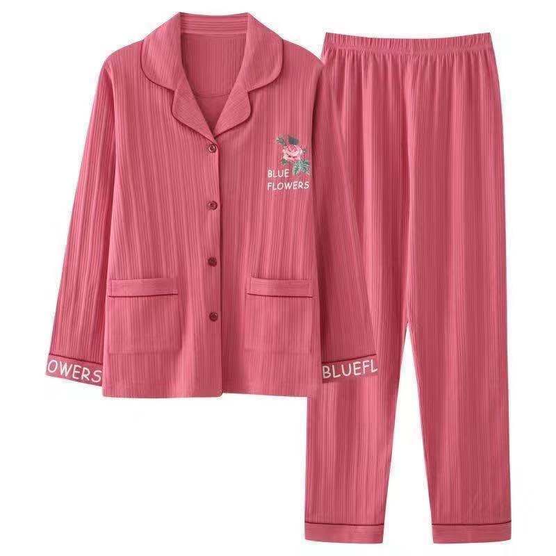Pajamas Women's Cotton 100% Spring & Autumn 2023 New Long Sleeve Thin Loungewear Set Large 5XL