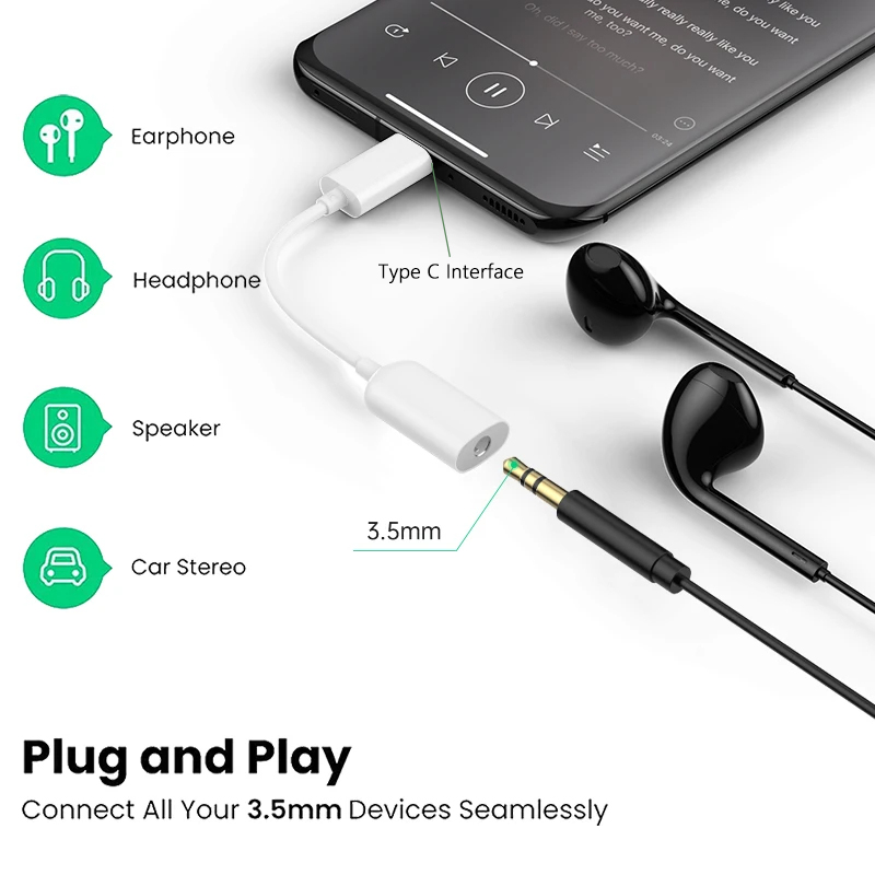 Xiaomi Original Usb Type C To 3.5mm Headphone Jack Converter For Mi 14 13T Poco X6 Pro Redmi Turbo 3 K60 3.5MM Aux Audio Adapter. 