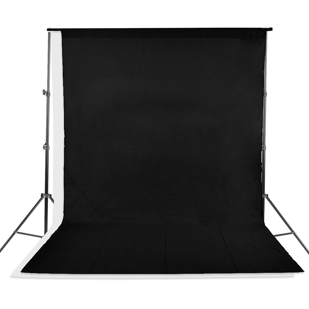 Photo Studio Kit Set Backdrop Stand with Storage Bag Black White Nonwoven Backdrops and Mini Clips - all new. 