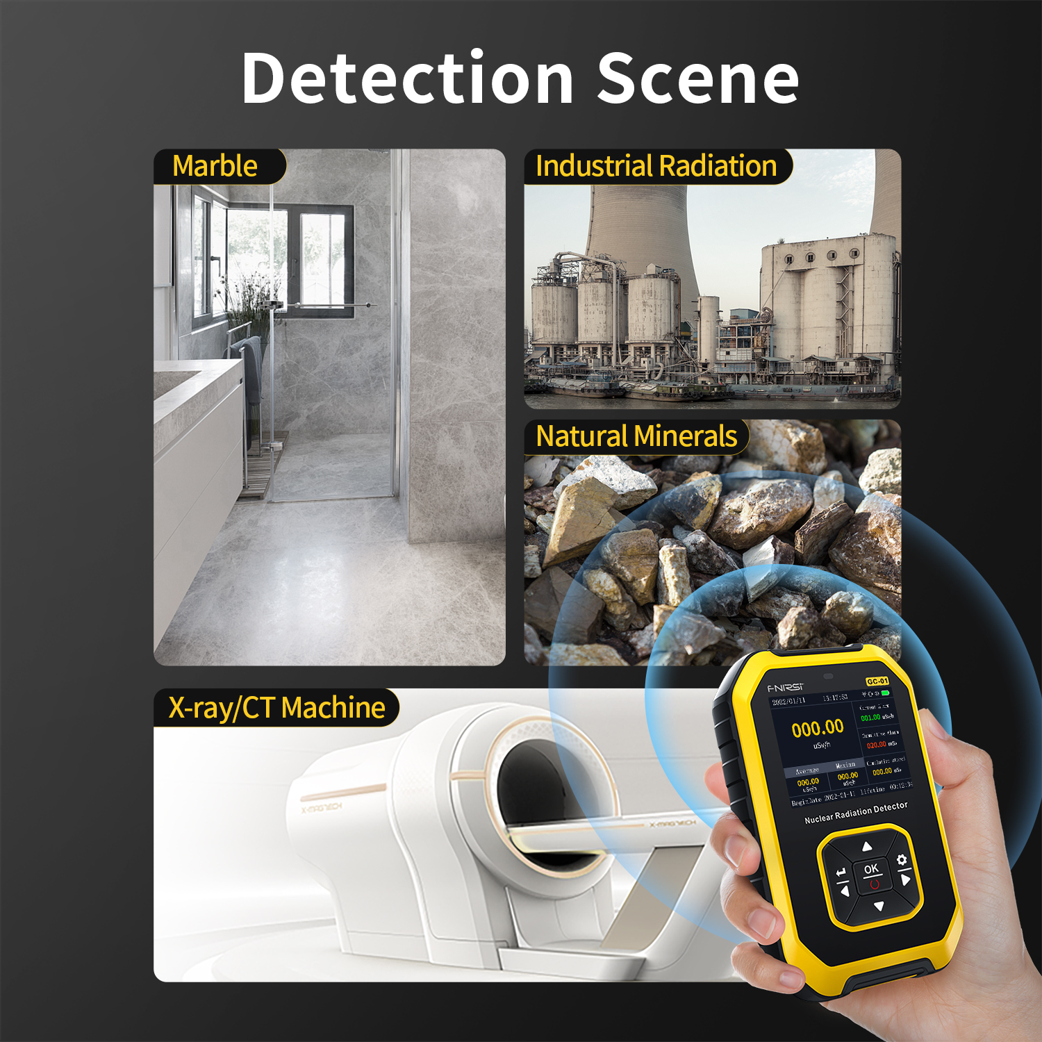FNIRSI GC-01 Professional Geiger Counter Nuclear Radiation Dosimeter Portable Marble Detector Radioactivity Tester Emf Meter. 