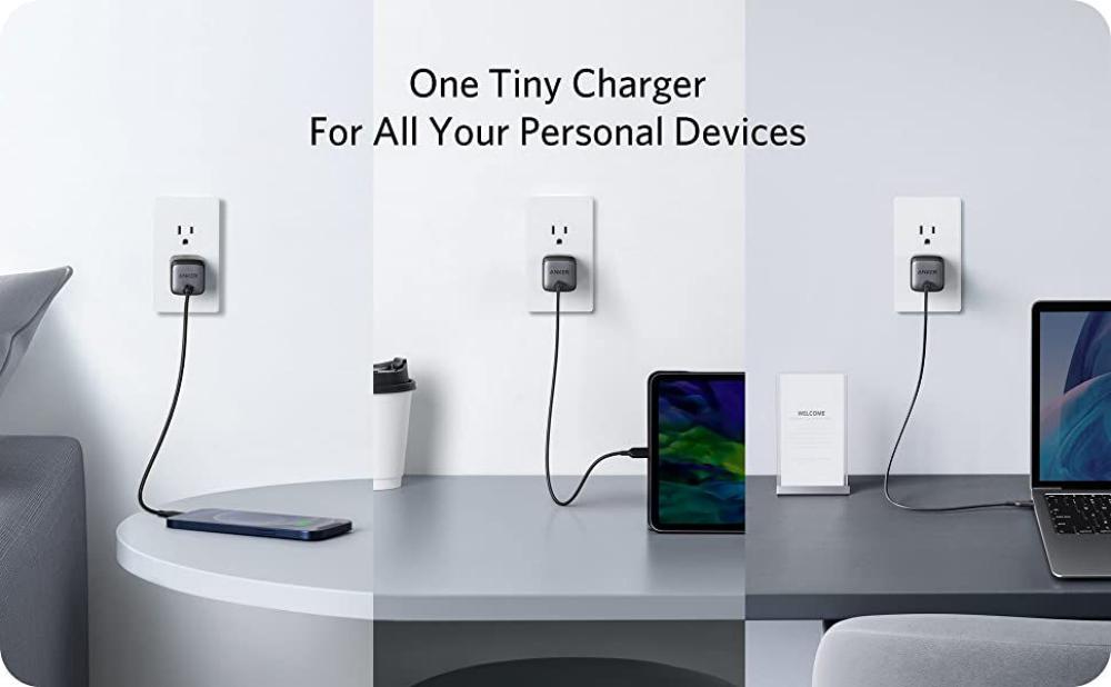 Anker Nano II 30W USB-C GaN II PPS Fast Compact Foldable Charger for iPhone 8 and later, Samsung Note10 and later, S9 and later, Google Pixel 3 and later, Sony XZ3, Sony Xperia 1, Nintendo Switch, Apple Watch, AirPods, and Anker magnetic wireless charger. 