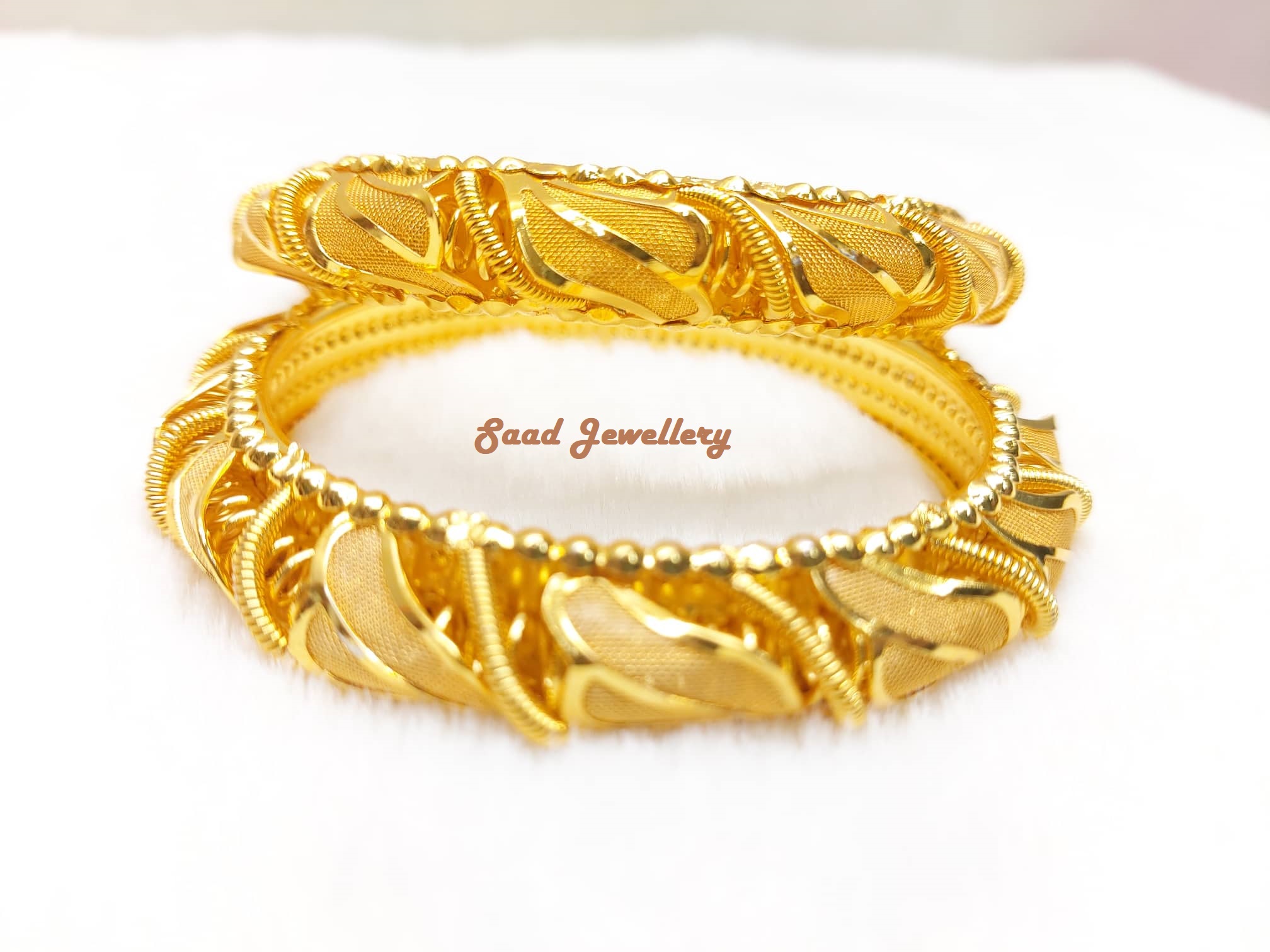 Golden Plated Party Bangle Set For Women 2 Pcs. Bangles Or Curi For Women & Girls. valentine day Love Gift.