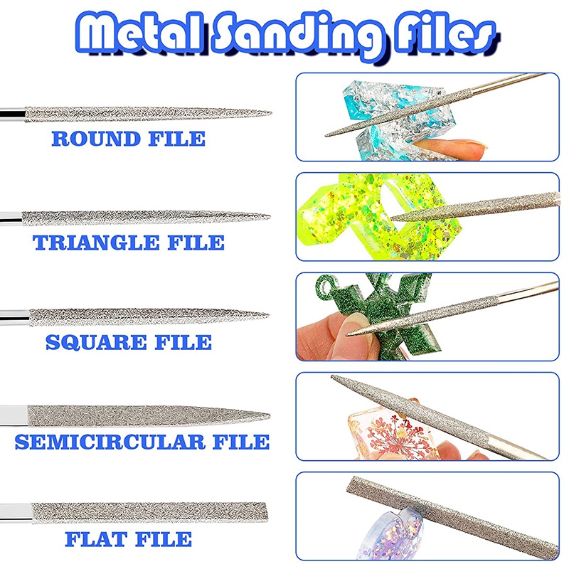 23 Pcs Resin Casting Tools Set, Epoxy Resin Polishing Kit, 12 Sand , 5 Polishing Blocks, 5 Shapes Files, 1 Brush. 
