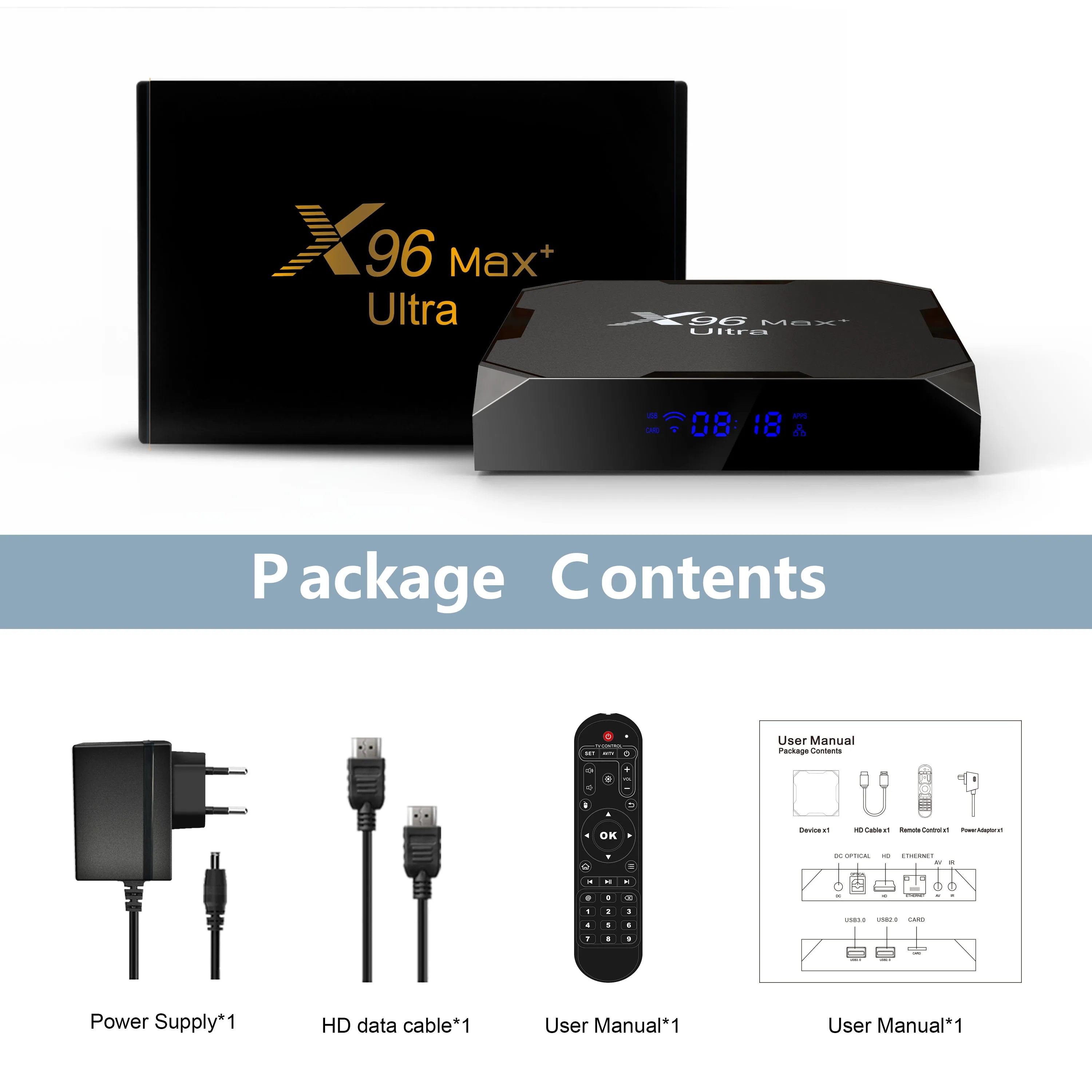 X96 Max Plus Ultra Smart TV Box Android 11 Amlogic S905X4 4G 32G/64G BT 2.4G/5G Dual Wifi Support AV1 8K 4K Media Player. 