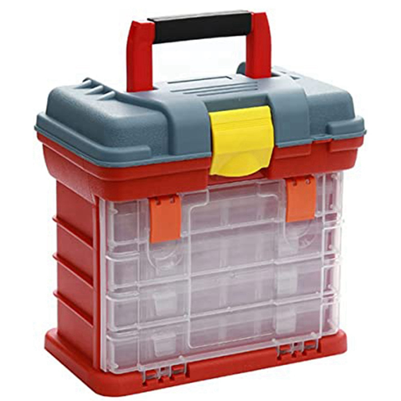 Multifunctional Storage Box Multipurpose Toolbox with 4 Layers and 72 Compartments Can Place Screws, Nuts and Wrenches Capacity Stool Carrying Handle