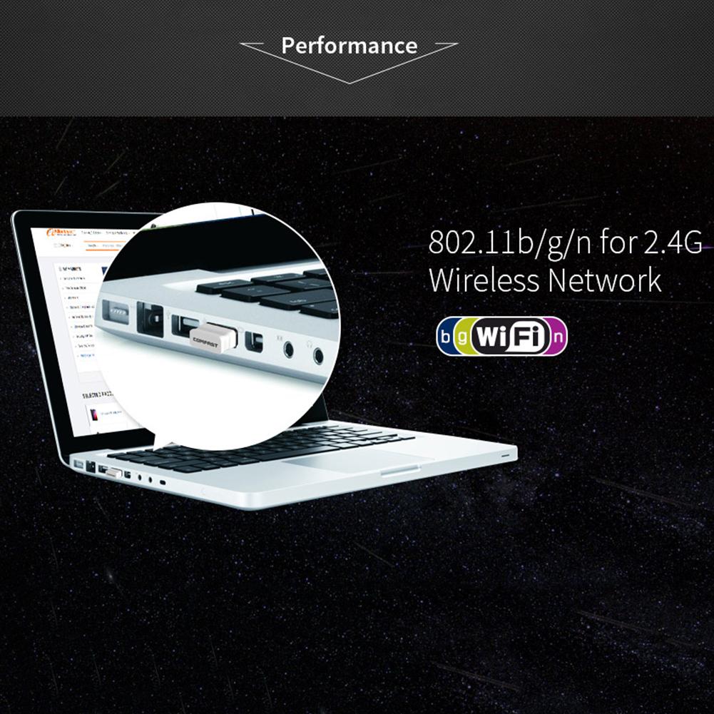 COMFAST CF-WU810N USB 2.0 WiFi Adapter 150Mbps 2.4GHz Wireless Network Card WiFi Receiver for PC Computer. 