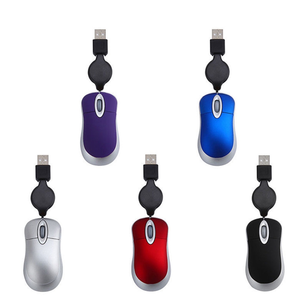 Retractable Mini 1200DPI Wired Mouse USB Optical Mouse Ergonomics Office Gaming Mouse Computer Mice For PC Laptop Notebook. 
