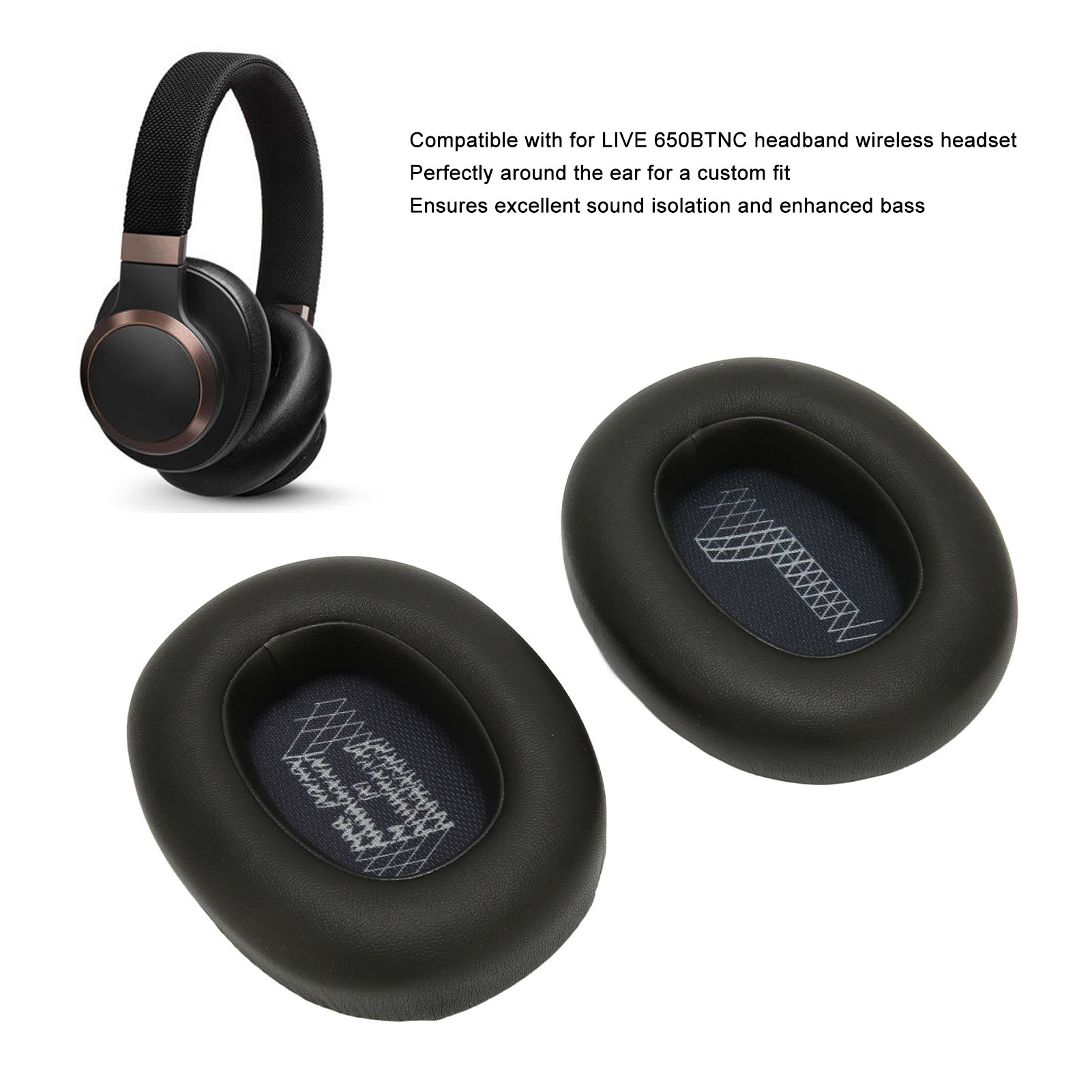 Ear Cushions, Sponge Excellent Sound Isolation Easy Installation Ear Pads Replacement for LIVE 650BTNC. 
