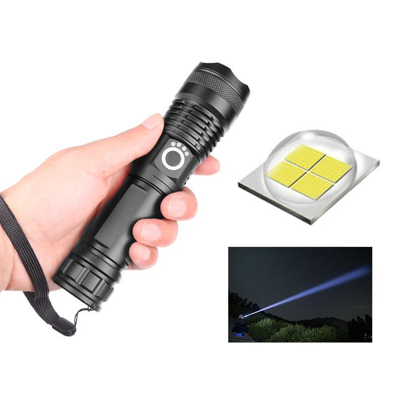 LB LED XHP50 Telescopic Focusing Flashlight High Light Torch with Power Display. 