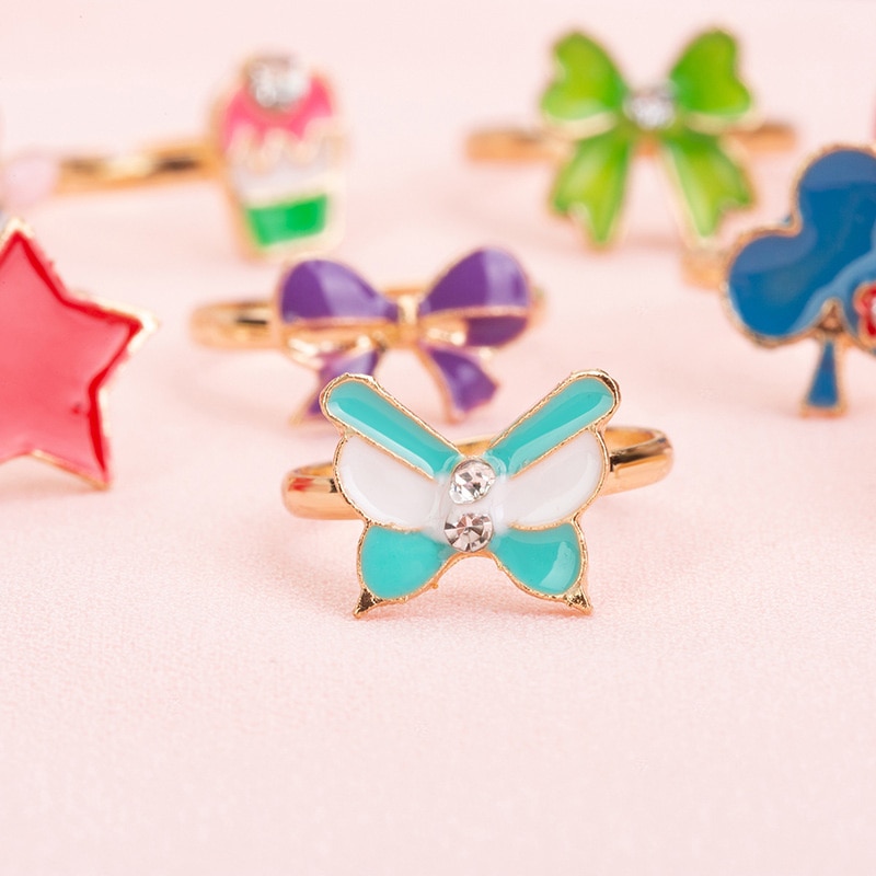 36pcs/box Cute Cartoon Kids Rings Korean Animal Flower Adjustable Child Girls Finger Rings Children Kawaii Sweet Gifts. 