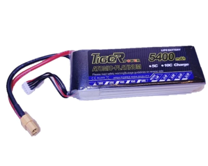 5400mAh Tiger 4S 14.8v 30C Lipo Battery for Remote Control Multicopter/ Fixed Wing/ Rover. 