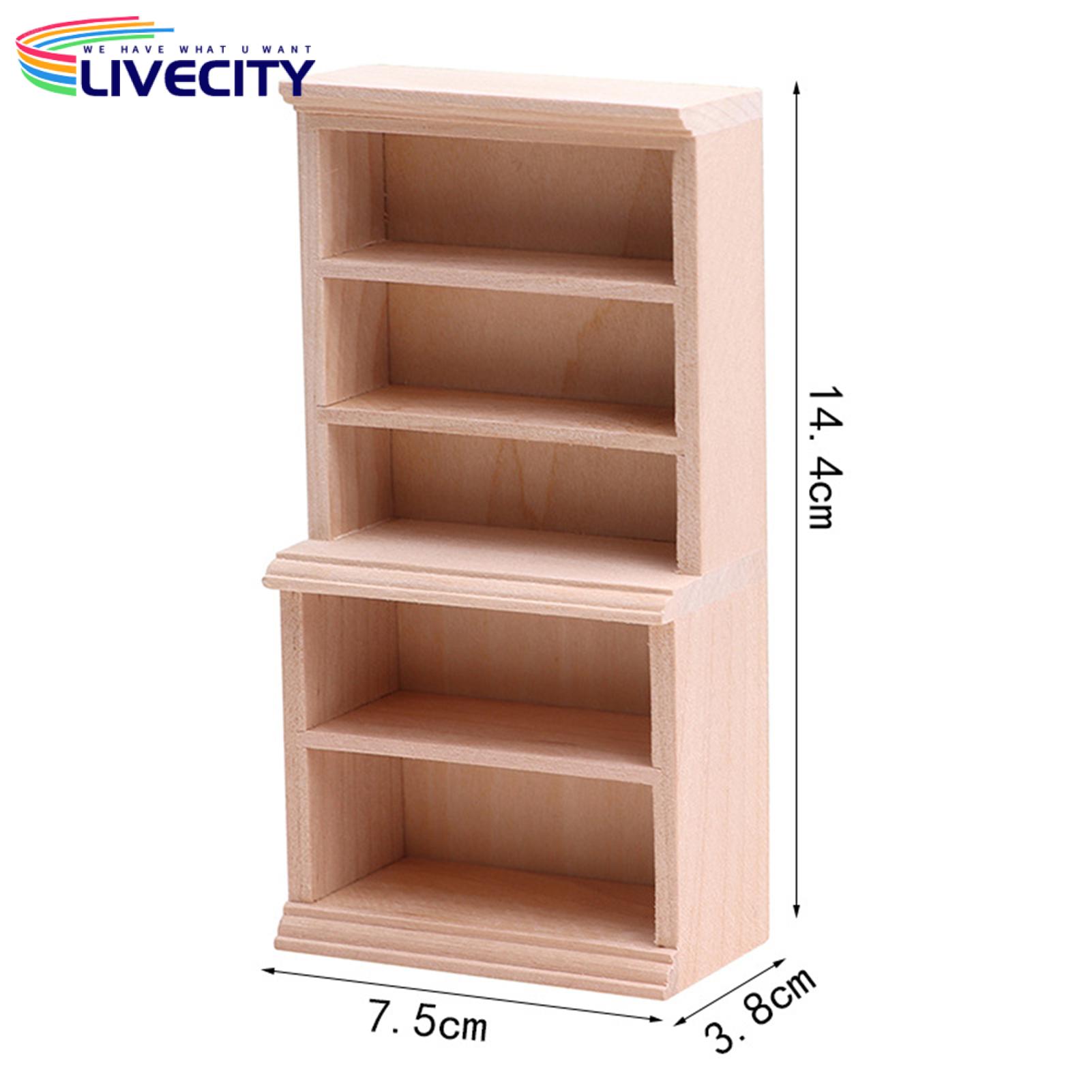Doll House Shelf Realistic Miniature Study Library Bookshelf Model. 