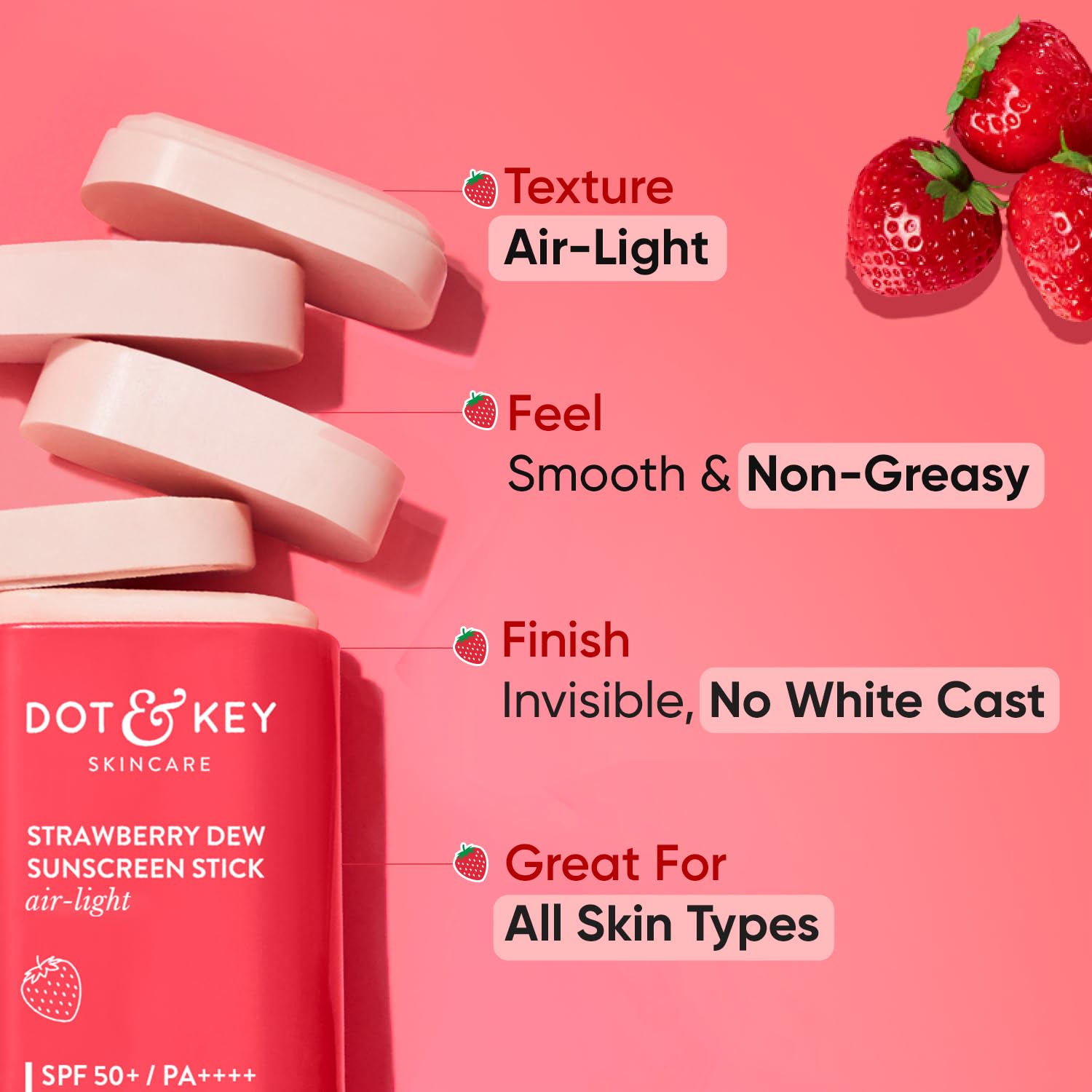 Dot & Key Strawberry Dew Sunscreen Stick Spf50 Pa+++ 20gm | India. 