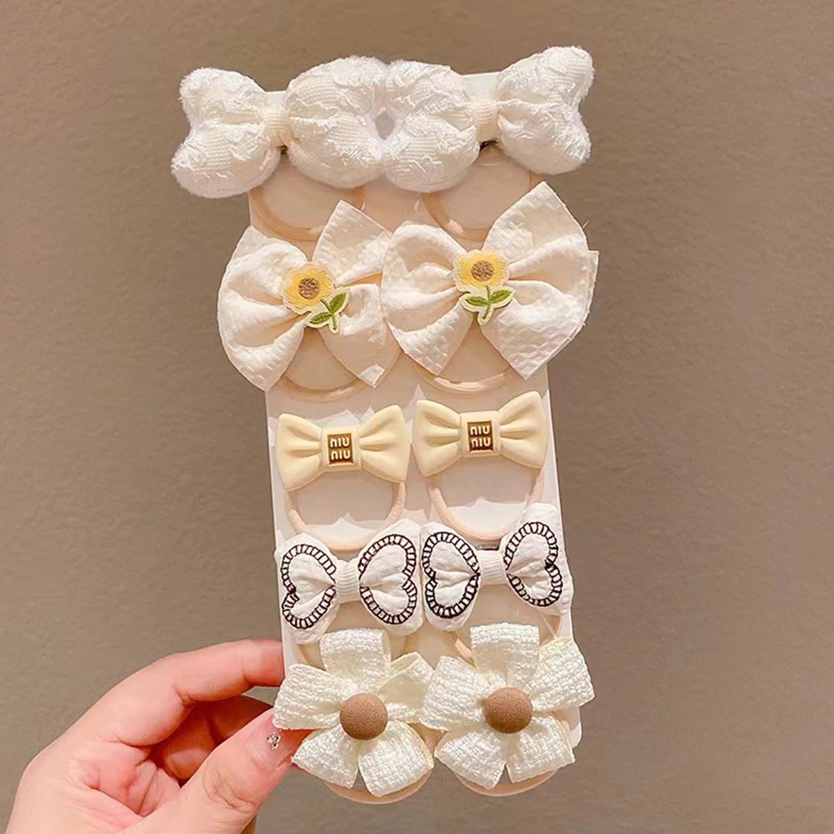 10Pcs/Set Girls Cartoon Hair Band Bow Hair Ties Flower Headbands Princess Elastic Rubber Bands Kids Hair Accessories. 