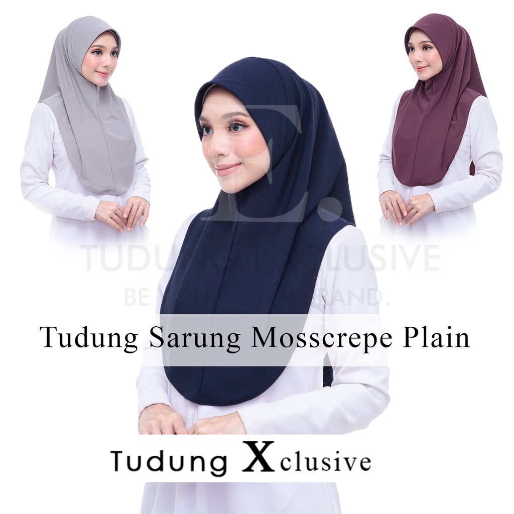 Tudung Sarung Moscrepe Sarimah Plain Instant READY STOCK SIZE M L / Tudung Sarung Moscrepe Awning Lembut. 