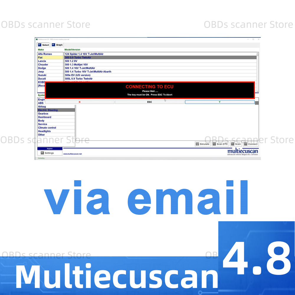 2023 MultiEcuScan V4.9 Auto Repair For Fiat Connector Multi-Ecu-Scan 4.8 Register Work With ELM327 Multi EcuScan OBD2 Diagnostic. 