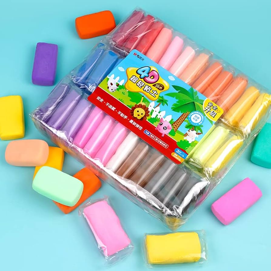 12 Colors Soft Super Light Clay Ultra Light Creative Art and Craft Air Dry Super Clay with Craving Molding Tools. 