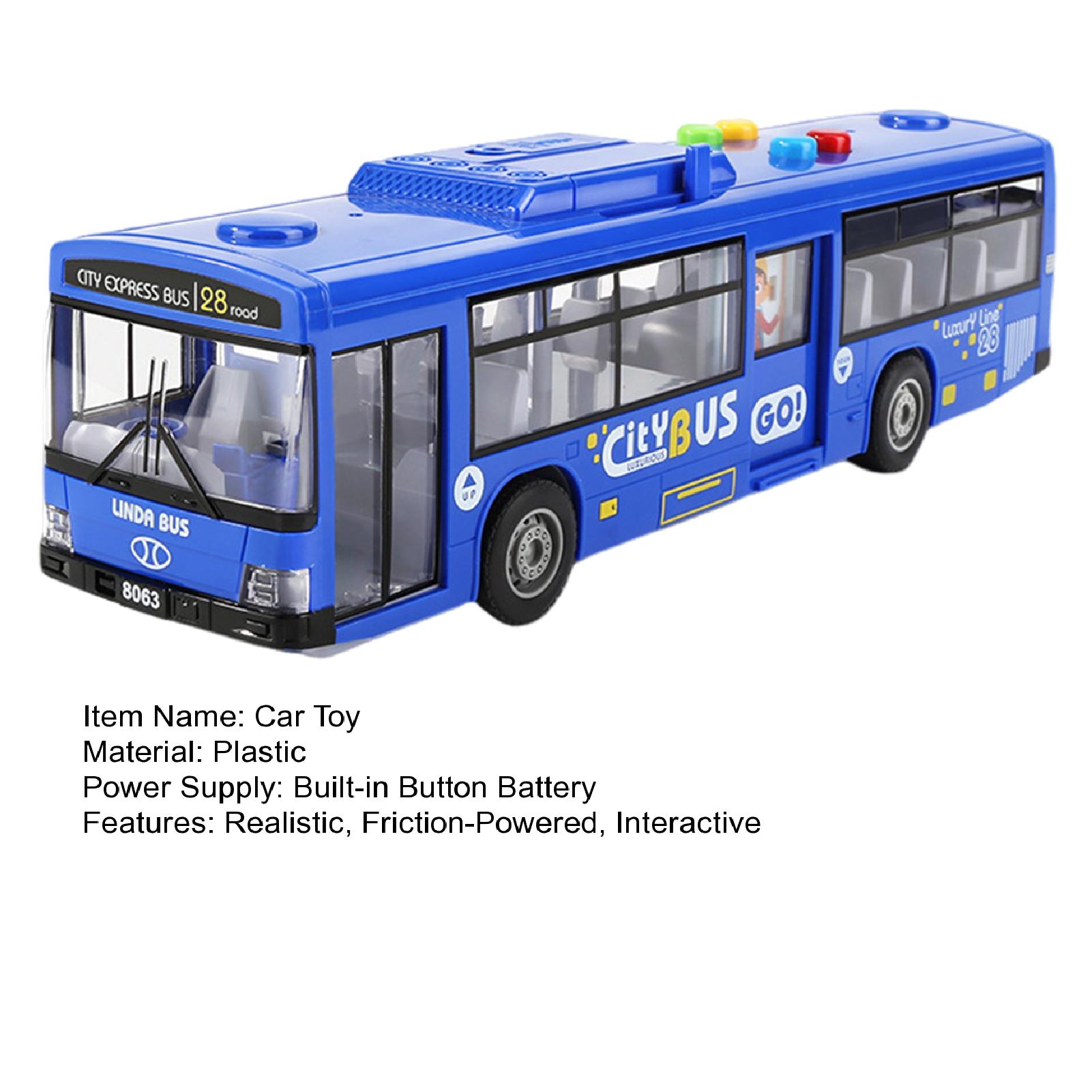 Durable Toy Bus for Kids Realistic Model Bus Toy with Lights Sounds Friction-powered Movement Perfect Gift for Kids in Asia Lifelike Toy Bus for Children. 