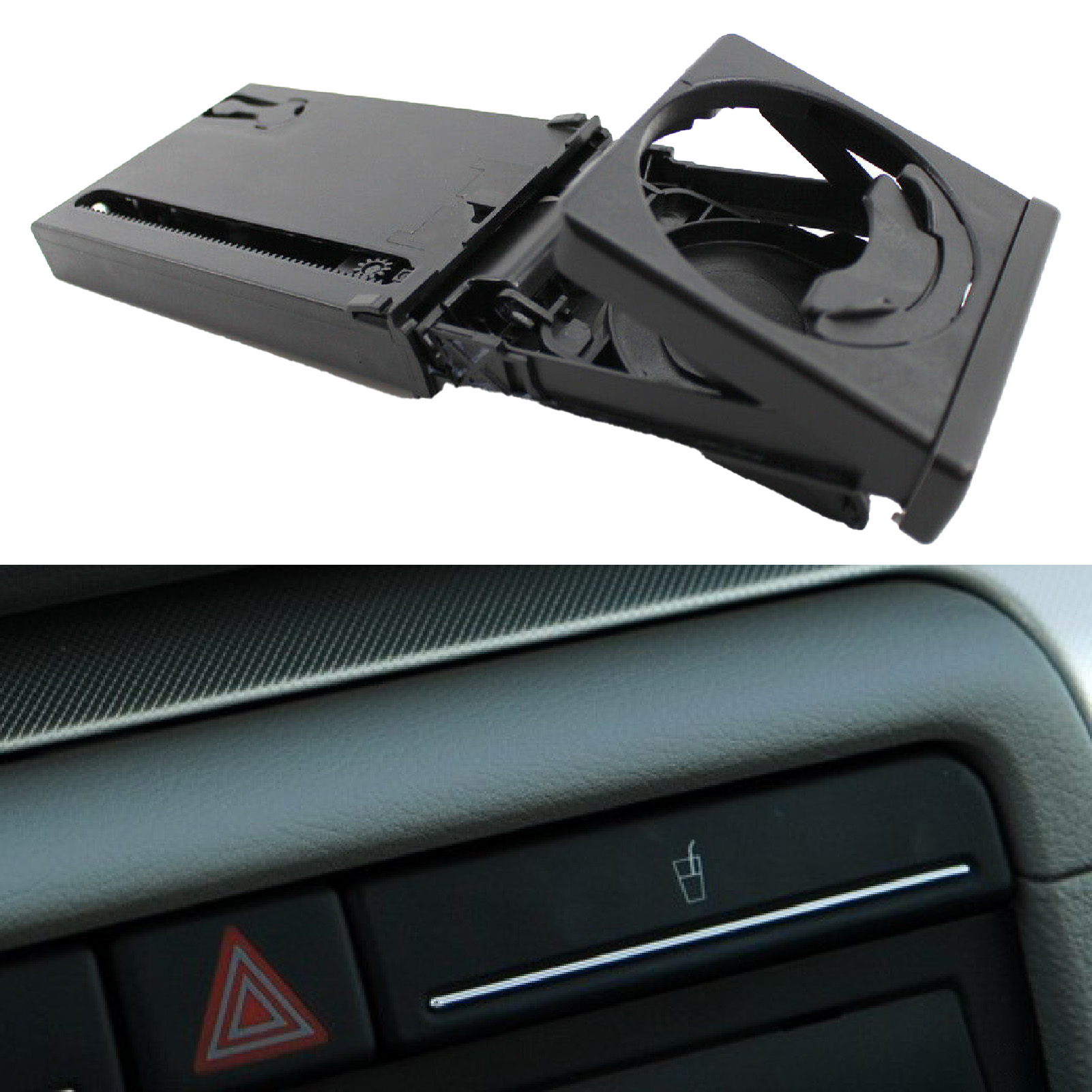 Car Cup Holder Retractable Matte Black Trim Bottle Stand 8E1862534H for Audi A4/B6/B7 02-08. 