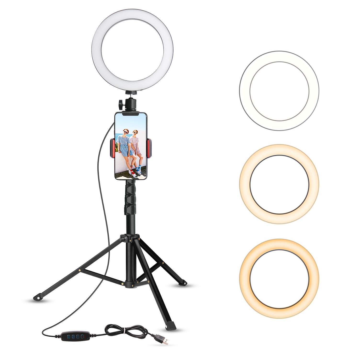 8 inch LED Ring Light with Stand Lighting Kit 10 Level Brightness for Live - 20cm. 