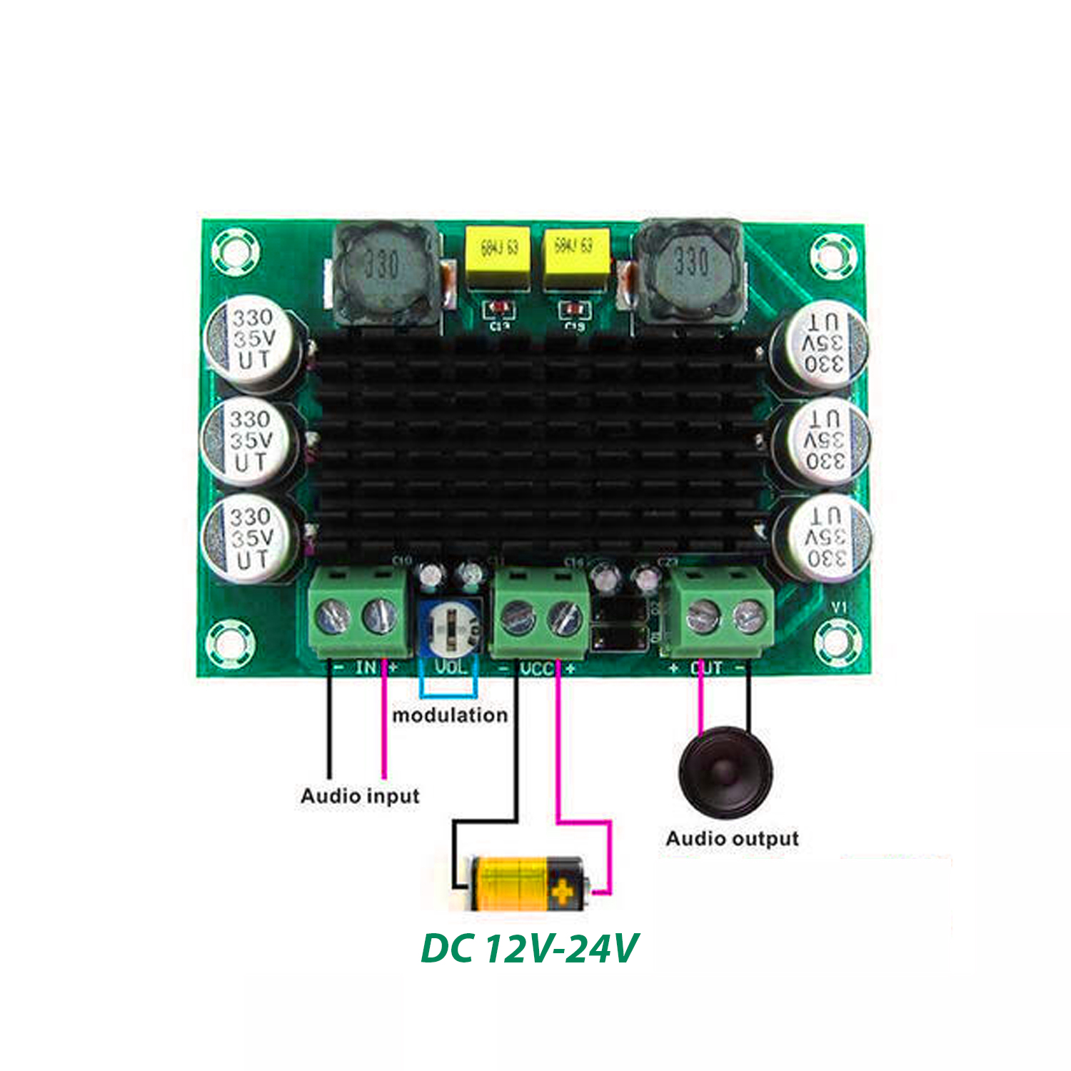 TPA3116D2 100W DC 12V-24V Mono Channel Class D Digital Power Audio Amplifier For DIY Subwoofer Deep House Bass or Single Channel Home Theater Speaker Woofer Amplifier Module. 