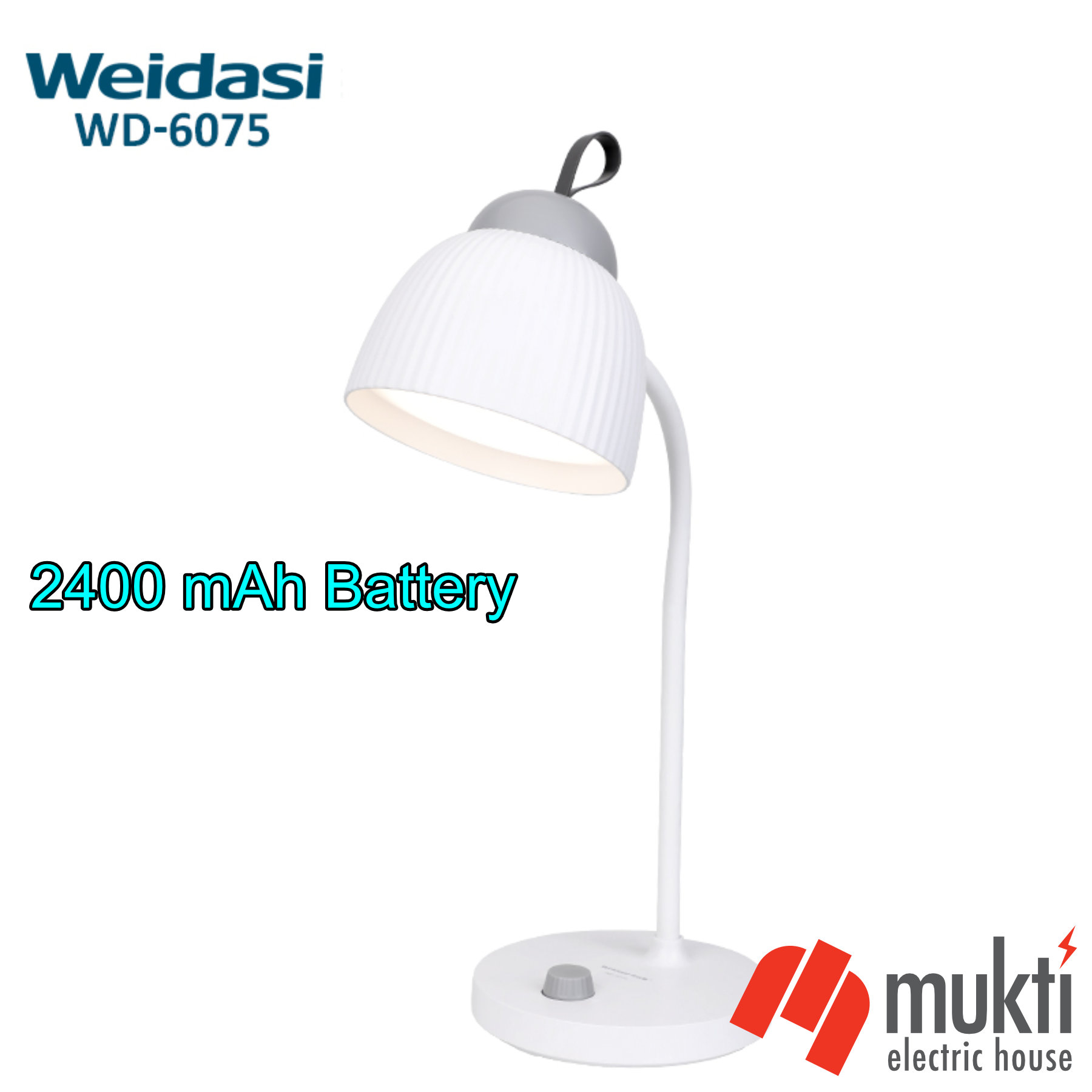 Weidasi WD-6075 Eye-caring Rechargeable Warm led Lamp with Adjustable Brightness Office Bedroom Desk Reading Rotary Knob Switch Control Type C Port 6075