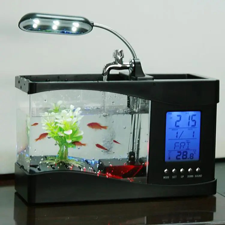 Pet Homey Mini Aquarium Fish Box With LED LightDesktop Terrarium