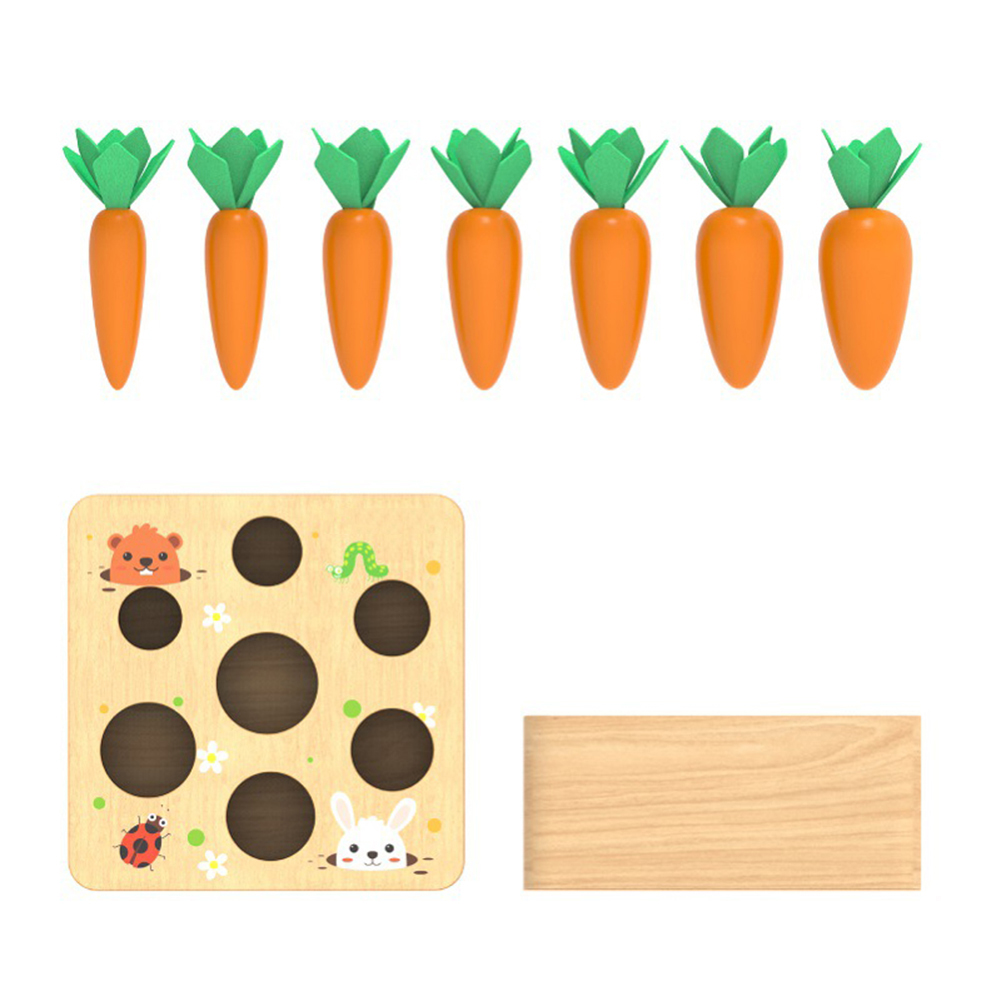 Greenhome Early Education Wooden Block Pulling Carrot Game Kids Children Interactive Toy. 