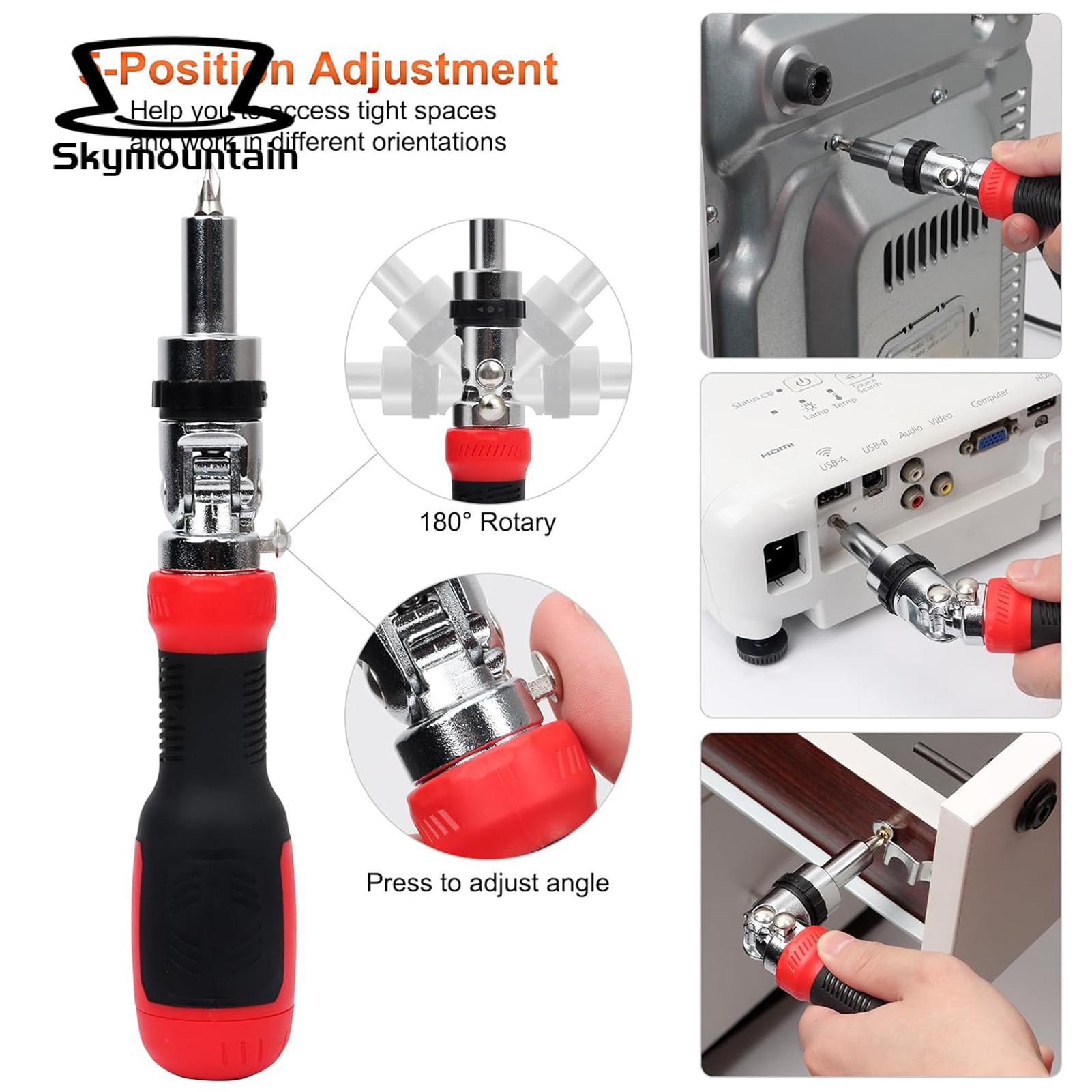 Flat Head Screwdriver Set Versatile 13-in-1 Ratchet Screwdriver Non-slip Handle Adjustable Angle Ideal for Southeast Asian Buyers Universal Screwdriver