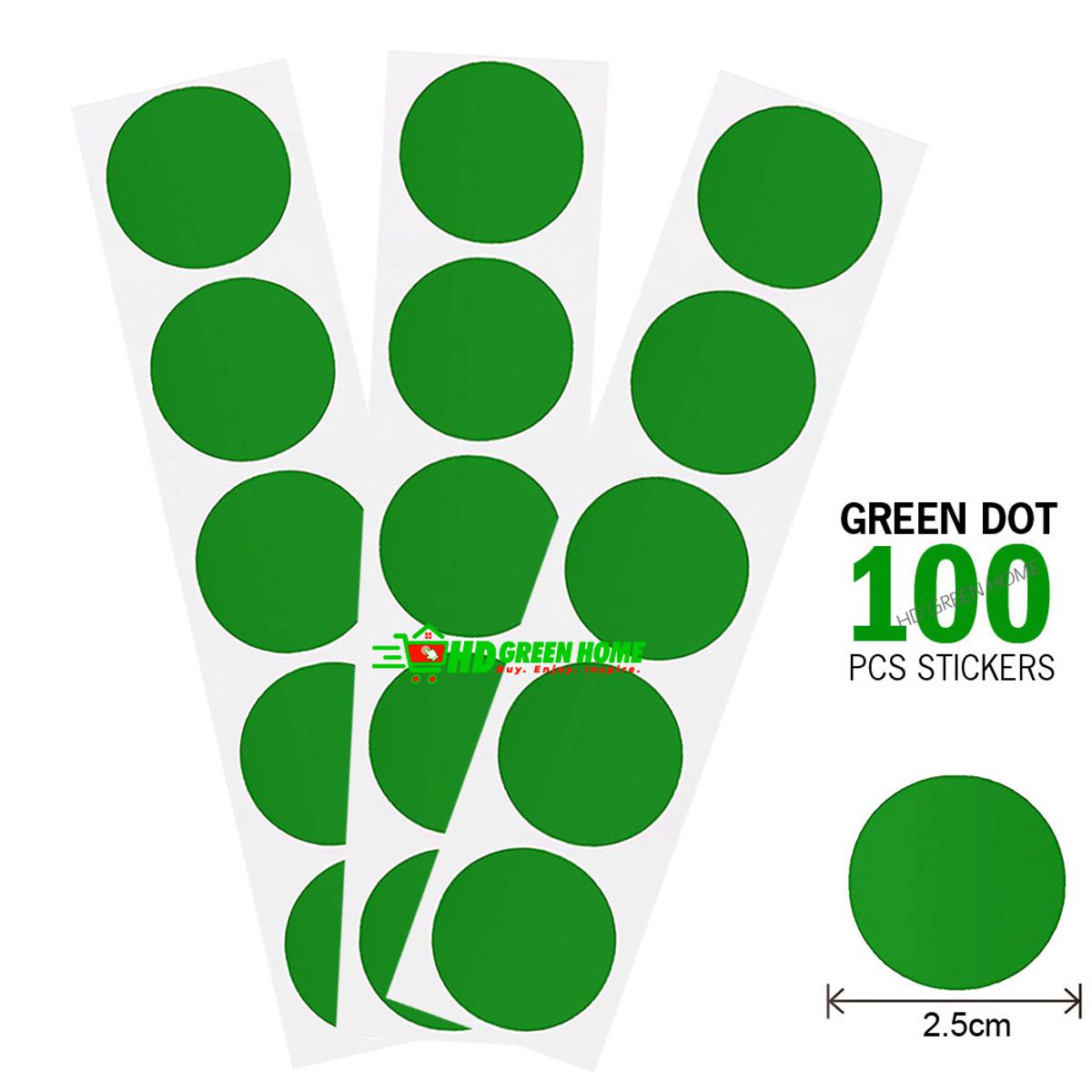 100 pcs x 2.5cm Round Green Dot Sticker Self Adhesive Color Coding Circle Label Stickers