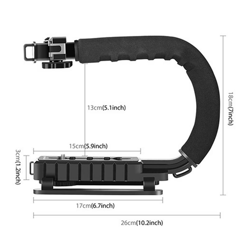 Video Action Stabilizing Handle Camera Handle Photography Equipment Stabilizing Handle Grip With Cold-Shoe Mount Camera Grip. 