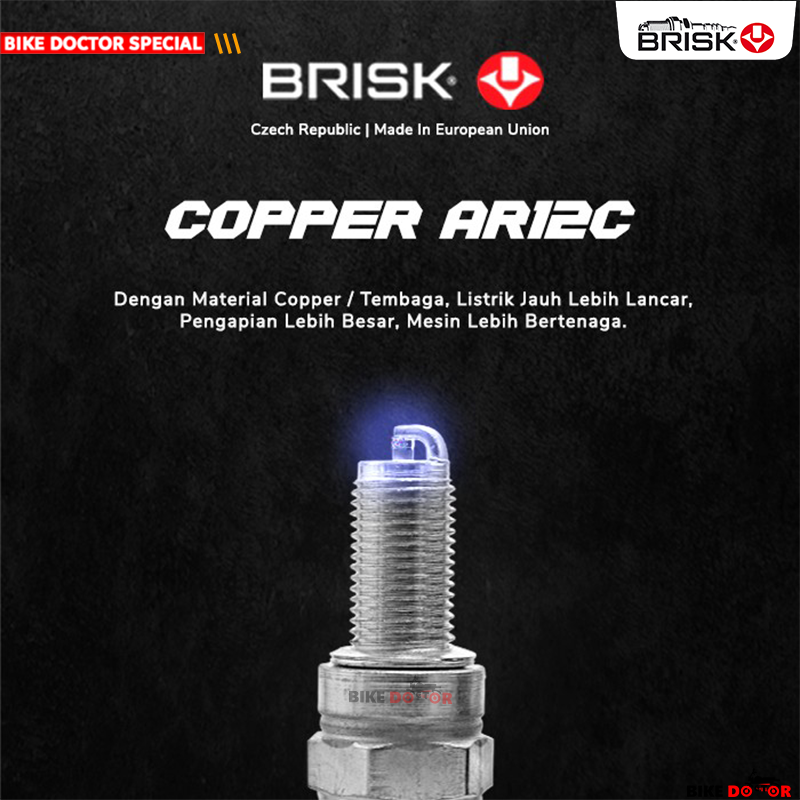 BRISK SUPER RACING AR12C SPARK PLUG LONG THREAD for Motorcycle (Made in Czech Republic) 1 Piece. 