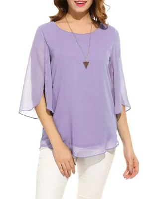 Woman's fashion loose summer plus size solid color flare sleeve