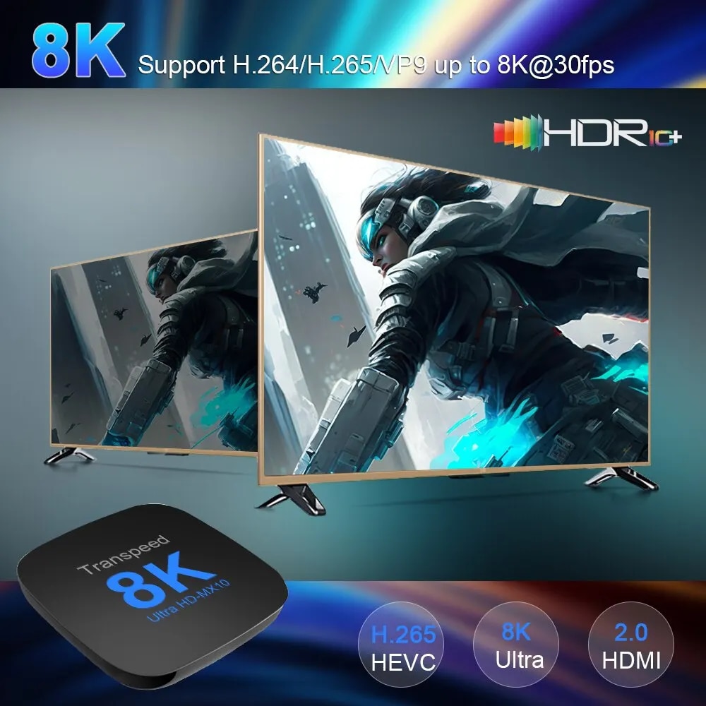 Transpeed Android 13 TV Box ATV Dual Wifi With TV Apps 8K Video BT5.0+ RK3528 4K 3D Voice Media Player Set Top Box. 