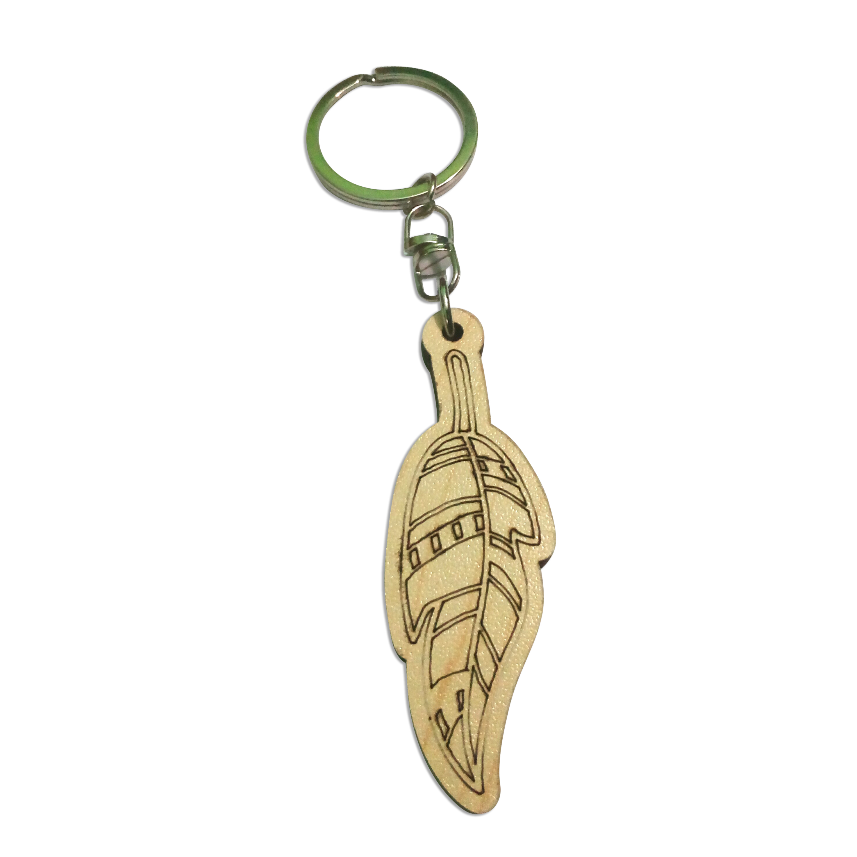 Wooden Keyring Leaf Shape ICKR007