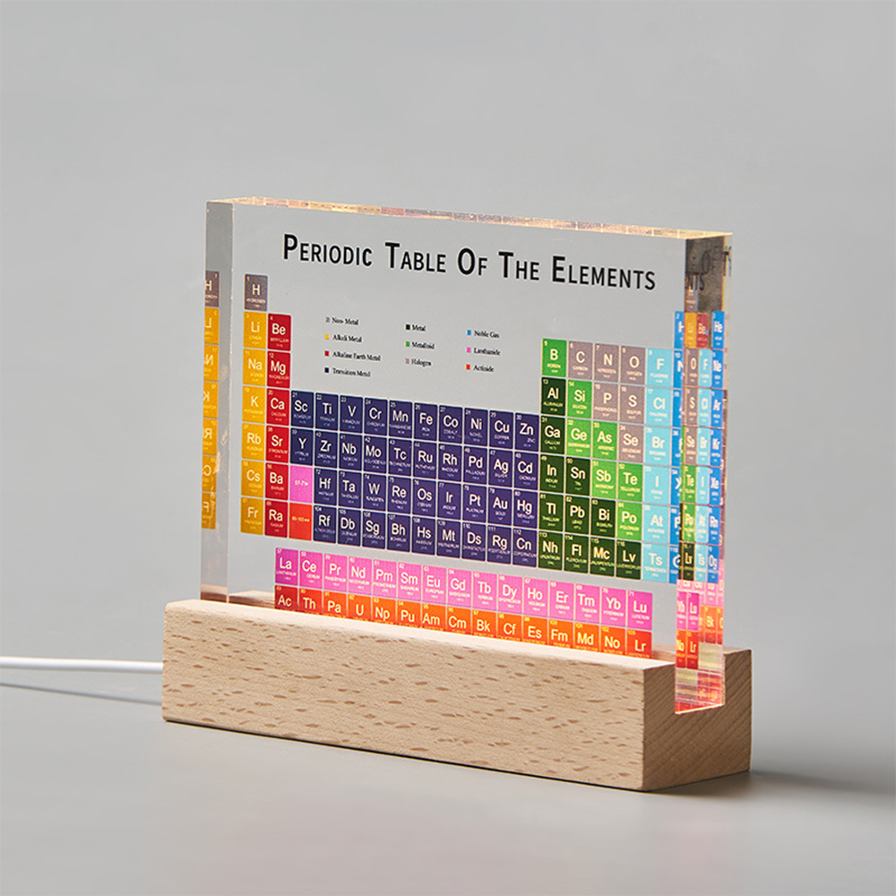 Acrylic Periodic Table Of Elements With Samples With The Light Base Ornament School Teaching Display Chemical Element - Innovative Design. 
