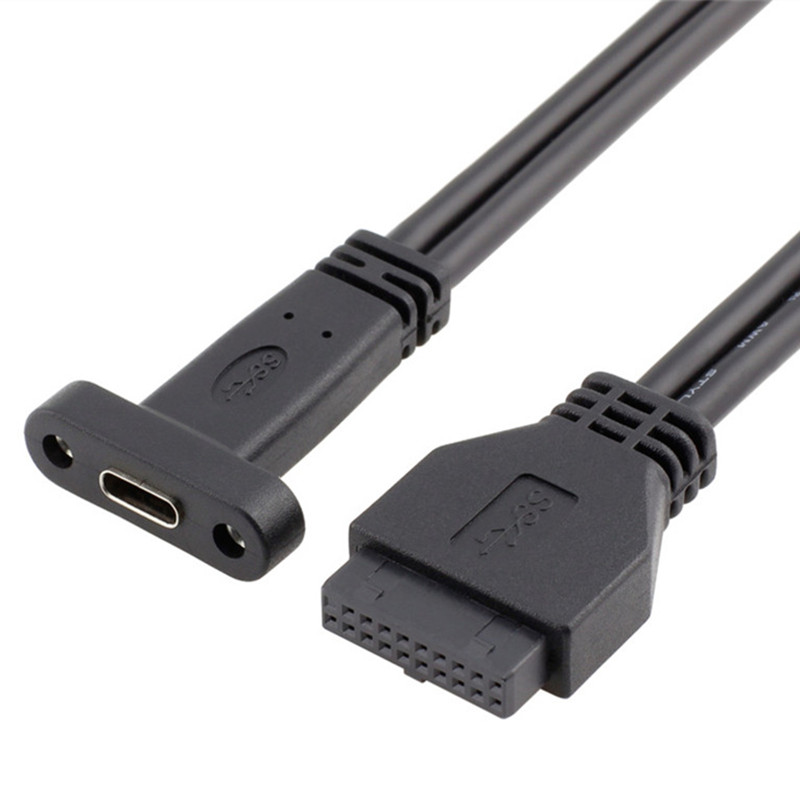 Rear Panel with USB 3.1 Type C Port, USB 3.0 USB3.0 20 Pin 20P female to USB-C USB3.1 type-c Female host PCI baffle Cable 50cm