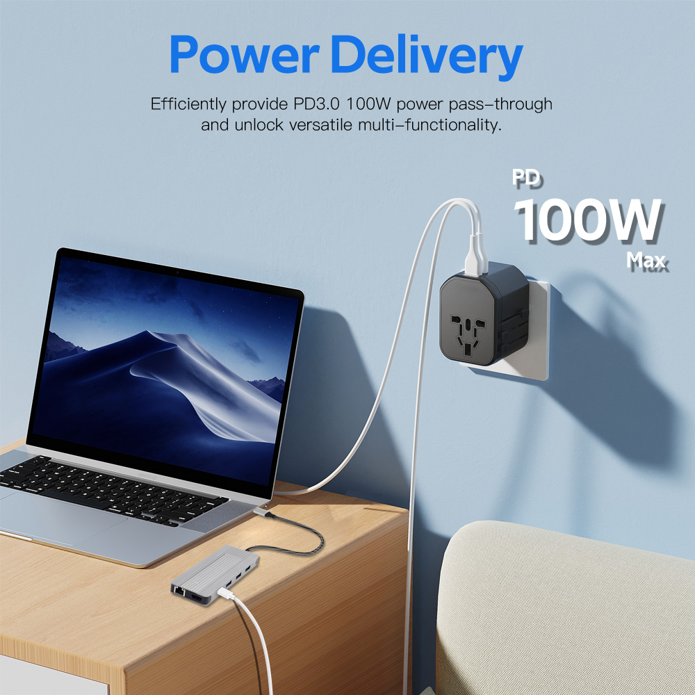 FENVI 12 in 1 Type-C Hub Docking Station M.2 SSD Enclosure Function SD TF Card PD 100W with HDMI 4K 1000M Ethernet For Mac iPad. 