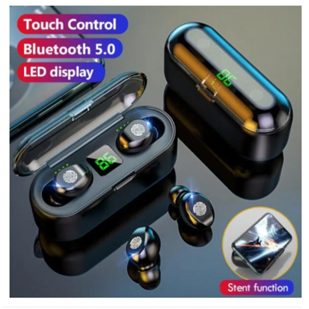 TWS F9 Bluetooth V5.0 LED Display Headset with Microphone - Bluetooth Headphone - Bluetooth Headphone - Air Buds - Bluetooth Headphone