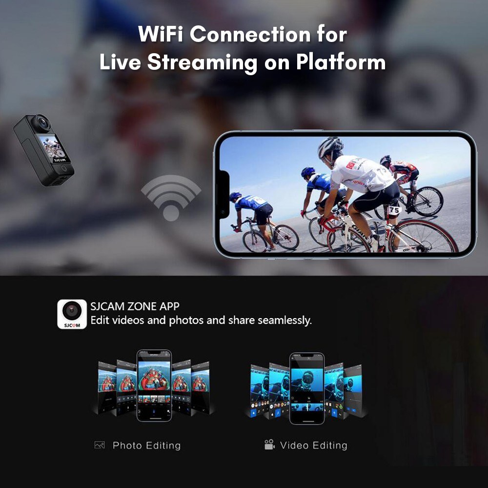 SJCAM C300 4K 30FPS Mini Action Camera 5G/2.4G WiFi Sports Camera Dual Touch Control Screen with an Extra 2800mAh Battery Module. 