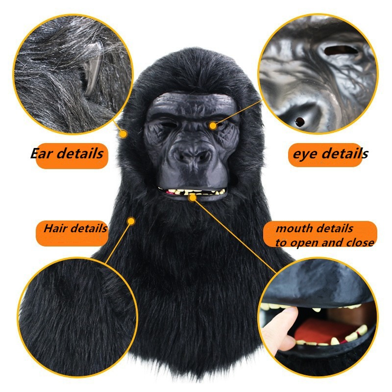 Can Open Mouth Animal Head Mask Funny Wolf Dog Tiger Gorilla Head Costume Costume Party Halloween Props Horror Cosplay Anime New. 