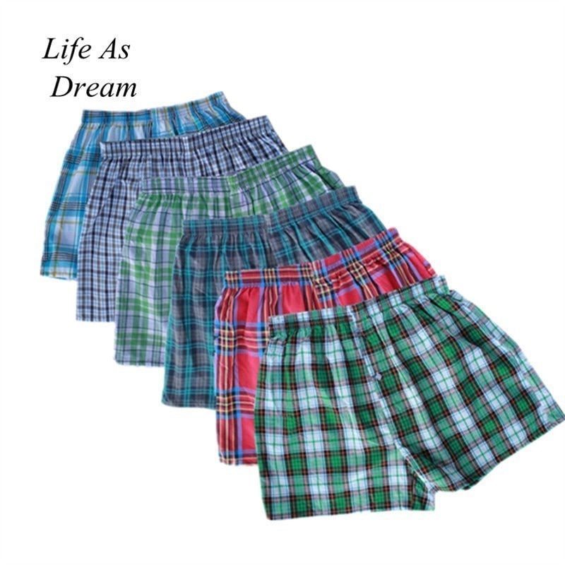 M-4XL Classic Plaid Men Boxer Shorts Mens Underwear Trunks Cotton Cuecas Underwear boxers for male Arrow Panties 4PCS/lot