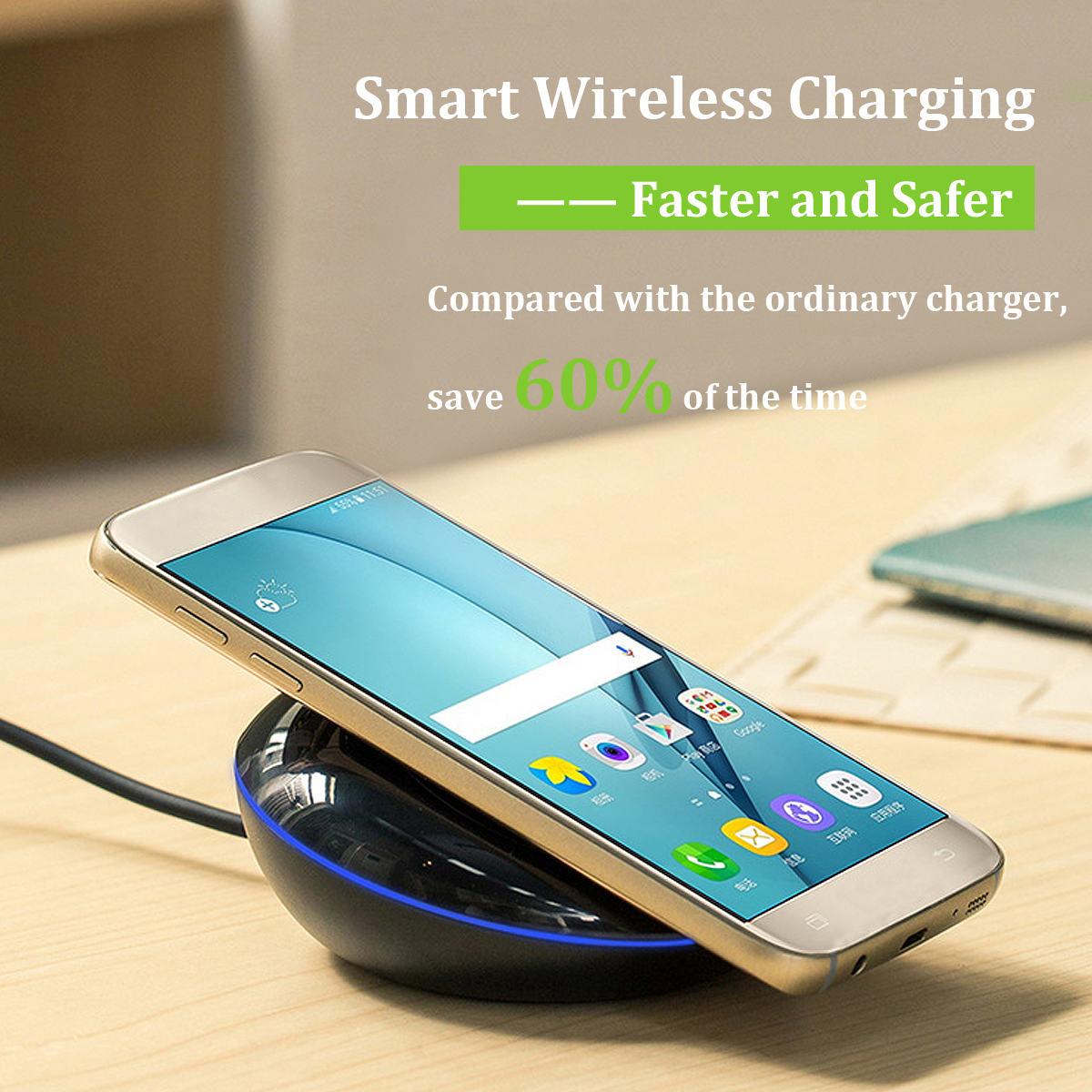 Universal ph one Fast Charger 12W Qi Wireless Charger Power Pad with 1M USB Cable for iPhone Samsung Android Black,White. 