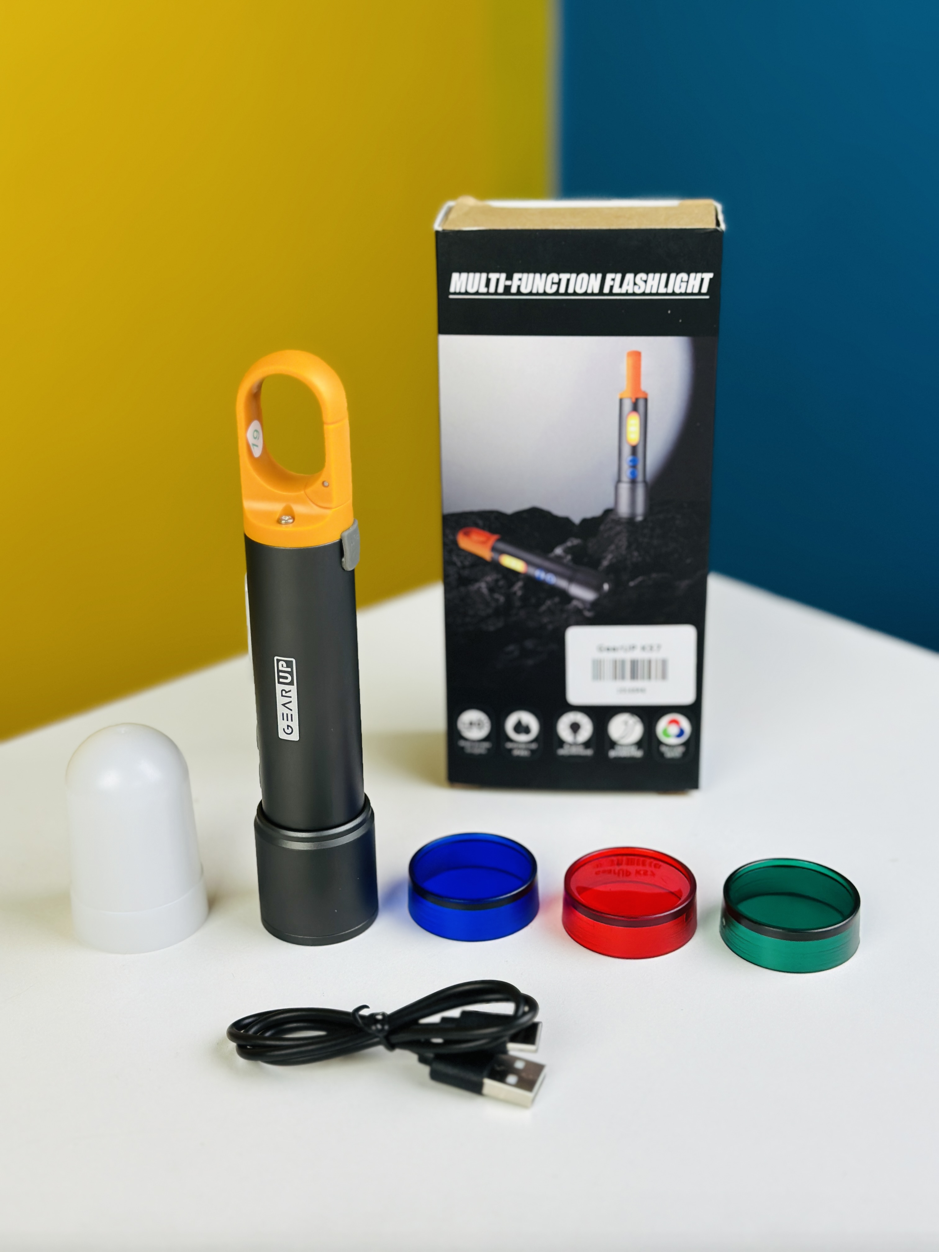 GearUP K57 Multifunctional Rechargeable Torch, Flashlight Zoomable LED Flashlight, Zoomable LED Torch light. 