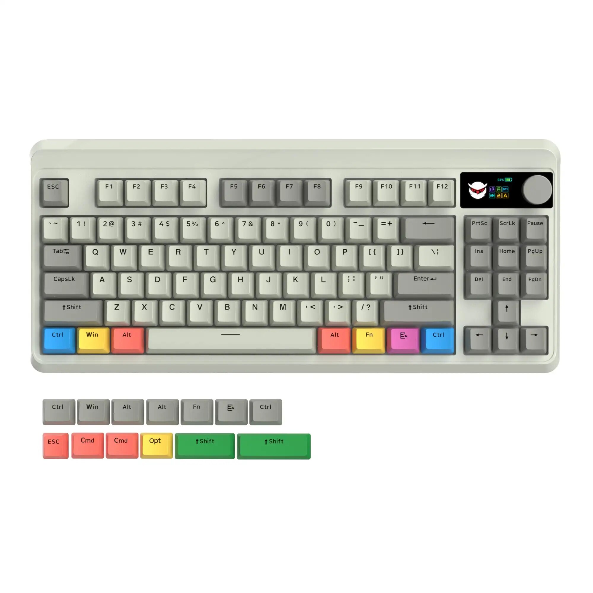 M87 PRO Retro Grey OLED Display Knob 75% TKL Tri-Mode Wireless Mechanical Keyboard Hot Swap Gamer Keyboard RGB Backlit for Win. 